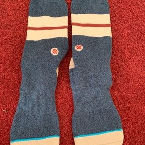Men's Navy and White Striped Stance Socks